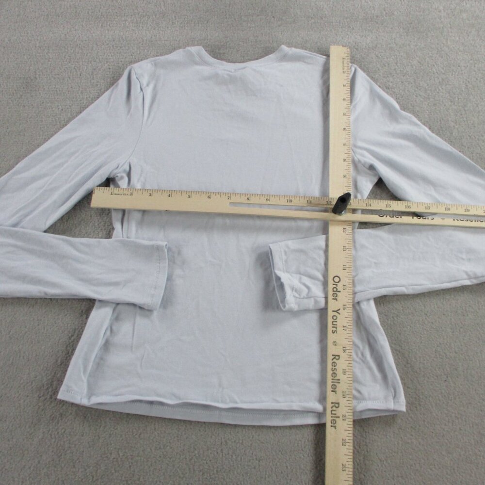 SKIMS Cotton Jersey Long Sleeve T Shirt Womens Medium Zen Blue Casual Crewneck - Picture 4 of 9